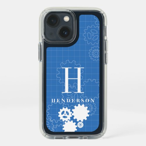 Engineer Blueprint Style Custom Monogram  Name Speck iPhone 13 Mini Case