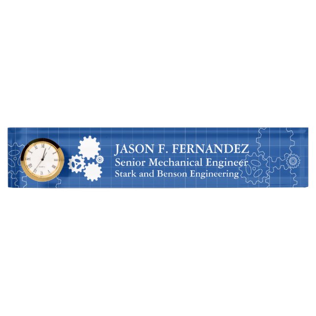 Engineer Blueprint Style Customizable Nameplate (Front)
