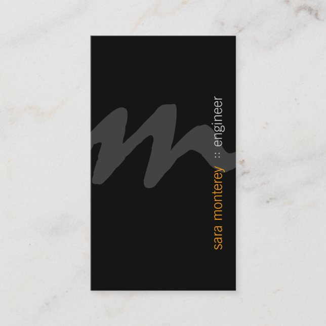 Engineer BoldScript Monogram BusinessCard Business Card (Front)