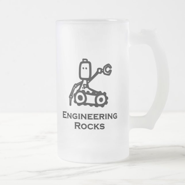 Engineer Bot Engineering Rocks Frosted Glass Beer Mug (Right)