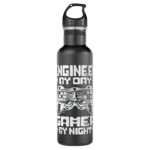 Engineer by day gamer by night Cool Video Game Lov Stainless Steel Water Bottle