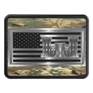 Engineer Castle Camo USA FLAG Hitch Cover
