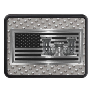 Engineer Castle Steel Rivets USA FLAG Hitch Cover