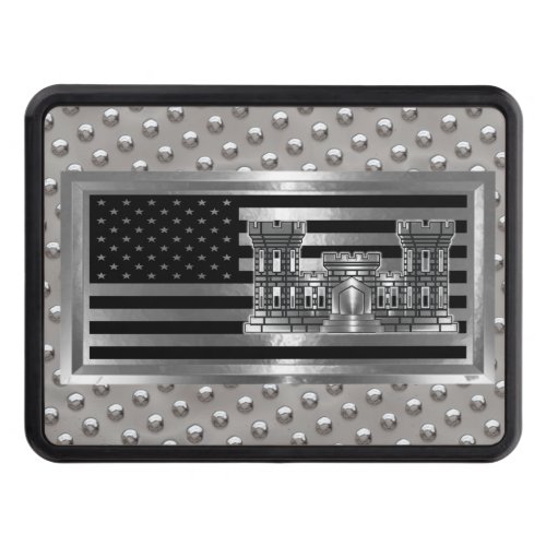 Engineer Castle Steel Rivets USA FLAG  Hitch Cover