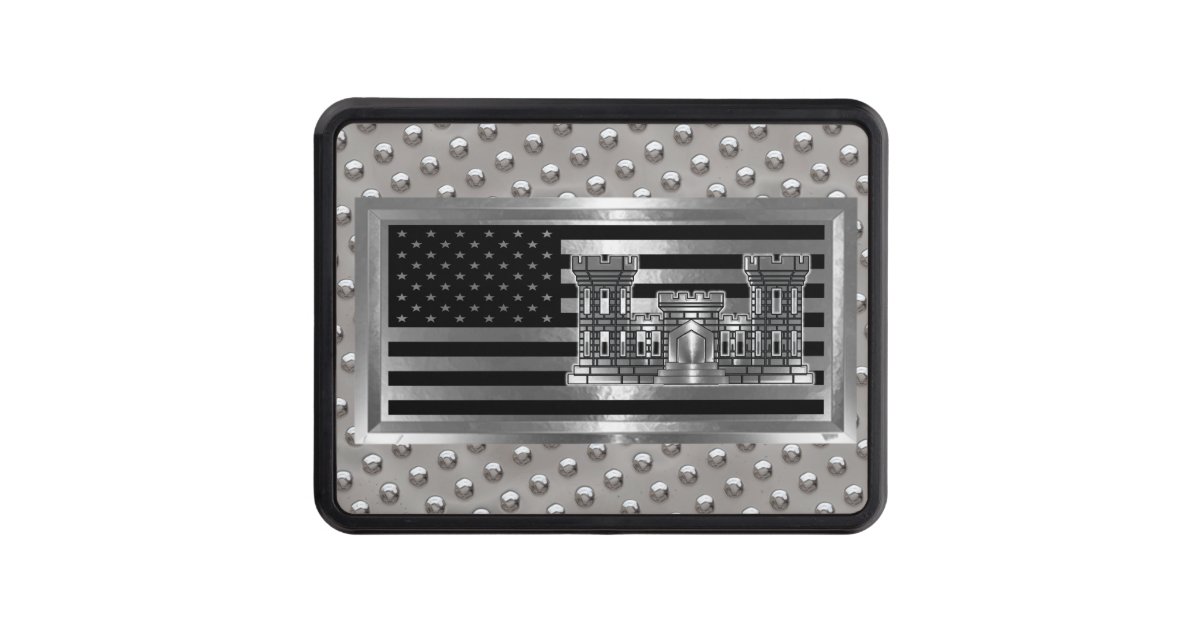 Engineer Castle Steel Rivets USA FLAG Hitch Cover | Zazzle