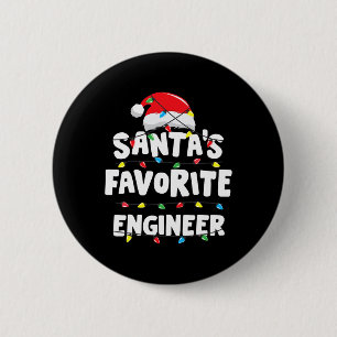 Engineer Christmas Santa's Favorite Funny Gift Xma Button