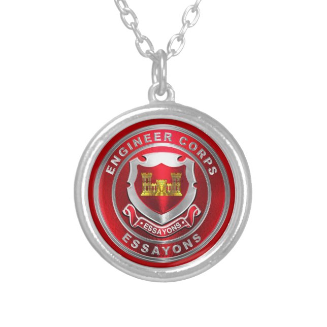 Engineer Corps Silver Plated Necklace (Front)