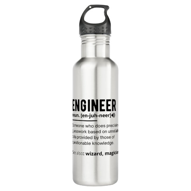 Engineer Definition Engineering Gift Stainless Steel Water Bottle (Front)