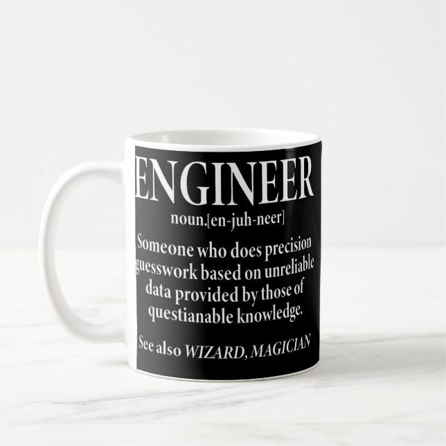 Engineer Definition Funny Engineering  Coffee Mug (Left)