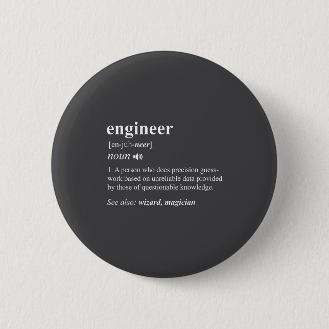 Engineer Definition Funny Engineering Mechanical C Button (Front)