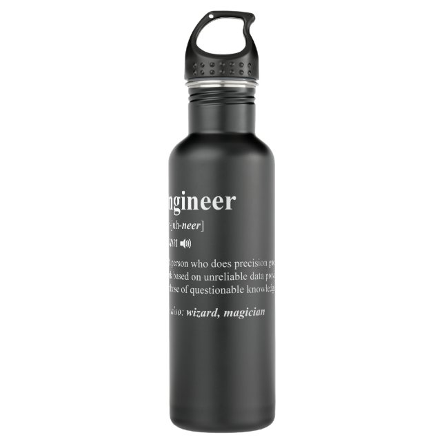 Engineer Definition Funny Engineering Mechanical C Stainless Steel Water Bottle (Front)
