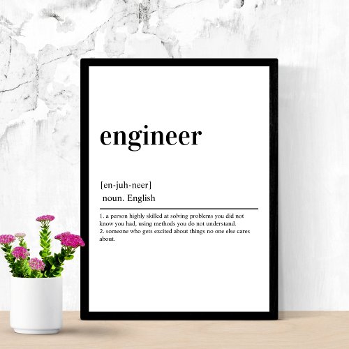 Engineer Definition Funny Engineering Mechanical Poster