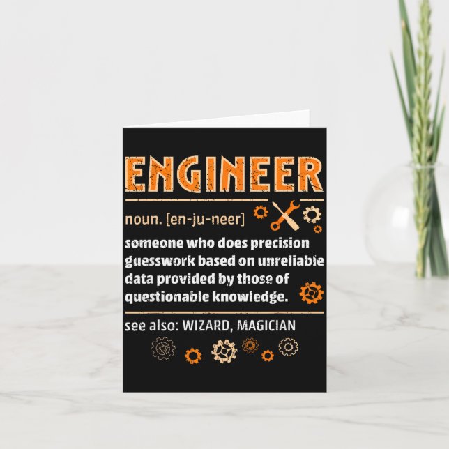 Engineer Definition Funny Engineering Nerdy Scienc Card (Front)