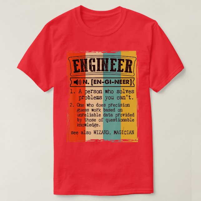Engineer Dictionary Definition Funny Vintage  T-Shirt (Design Front)