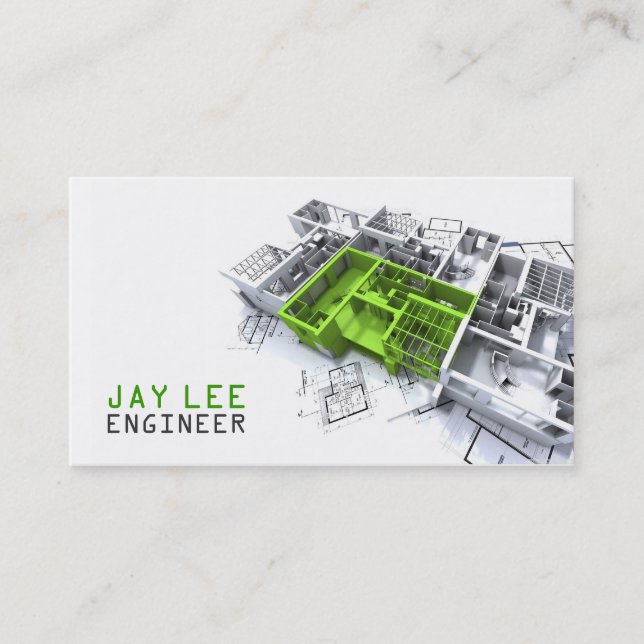 Engineer, Engineering, Architect, Builder Business Card (Front)