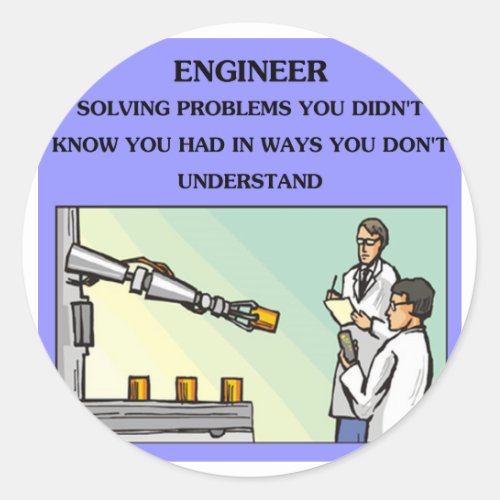 engineer engineering joke classic round sticker