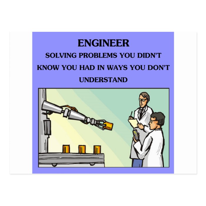 engineer engineering joke postcard