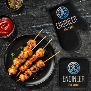 Engineer Established , Engineering Graduate Custom Oven Mitt & Pot Holder Set