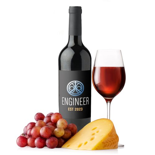 Engineer Established  Engineering Graduate Custom Wine Label