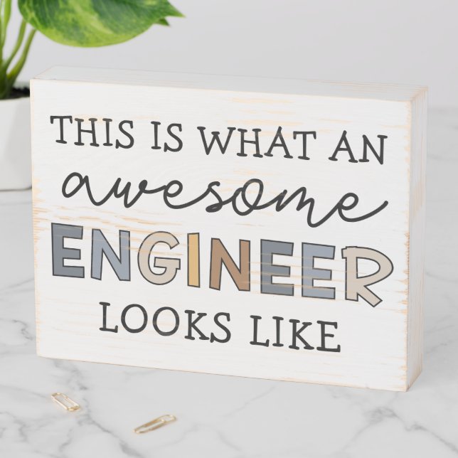 Engineer Funny Awesome Engineer | Engineering Wooden Box Sign (In Situ Horizontal)