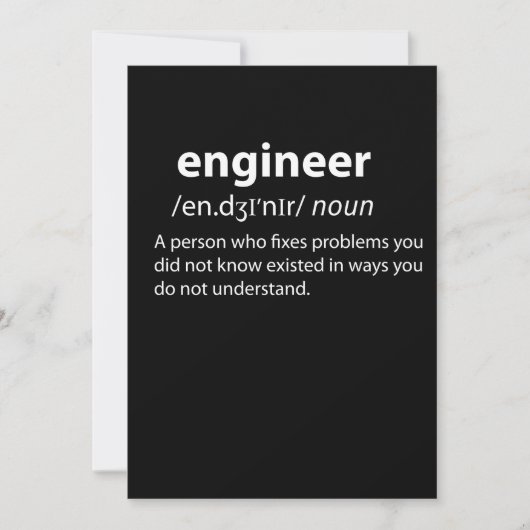 Engineer Funny Dictionary Definition (Front)