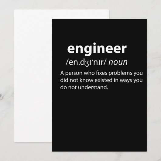 Engineer Funny Dictionary Definition (Front/Back)