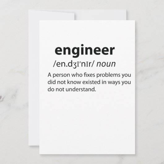 Engineer Funny Dictionary Definition (Front)