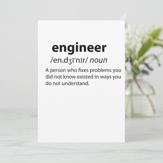 Engineer Funny Dictionary Definition (Standing Front)