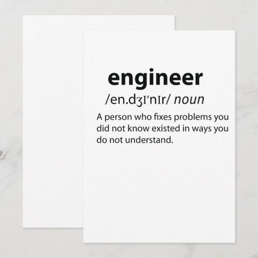 Engineer Funny Dictionary Definition (Front/Back)