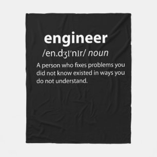 Engineer Funny Dictionary Definition Fleece Blanket