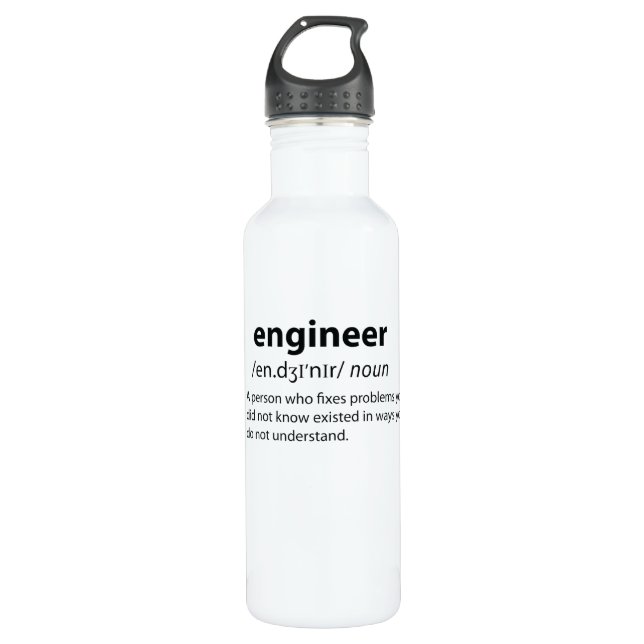Engineer Funny Dictionary Definition Stainless Steel Water Bottle (Front)