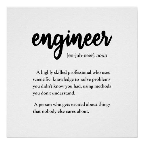 Engineer Gifts  Engineer Definition Poster