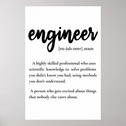 Engineer Gifts  Engineer Definition Poster