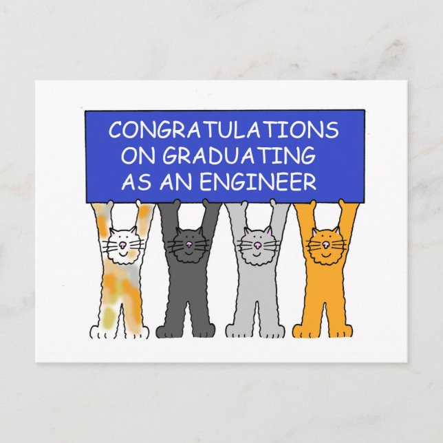 Engineer Graduate Congratulations Announcement Postcard (Front)