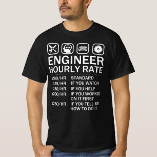 Engineer Hourly Rate Price Chart Labor Rates T-Shirt