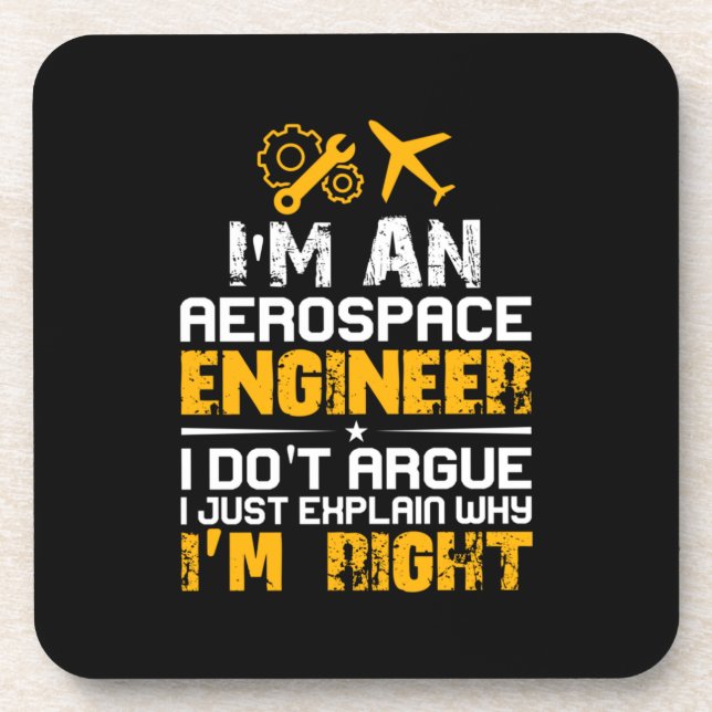 Engineer I Am A Aerospace Engineer Beverage Coaster (Front)