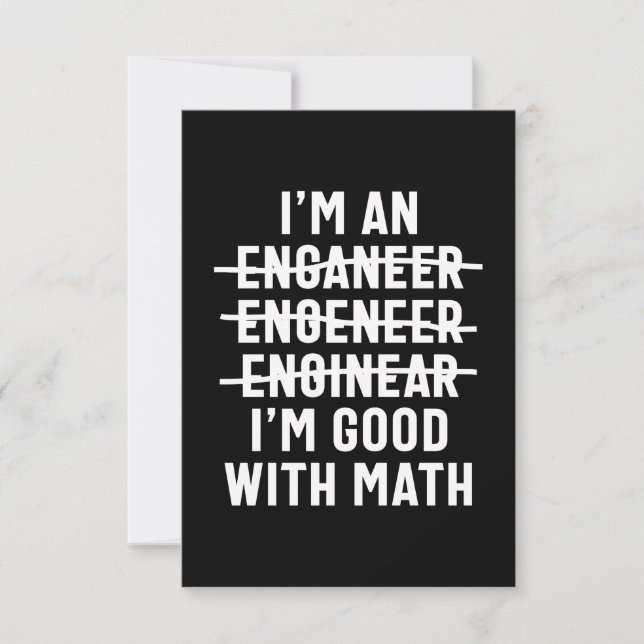 Engineer. I'm Good With Math RSVP Card (Front)