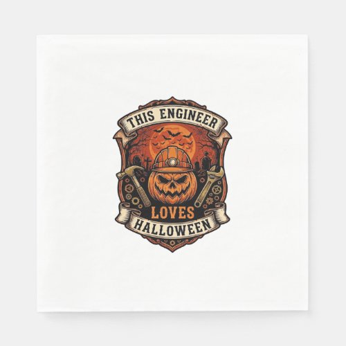 Engineer Loves Halloween Pumpkin Hard Hat Hammer W Napkins