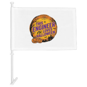Engineer Loves Halloween Vintage Pumpkin Design_1 Car Flag