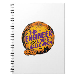 Engineer Loves Halloween Vintage Pumpkin Design_1 Notebook