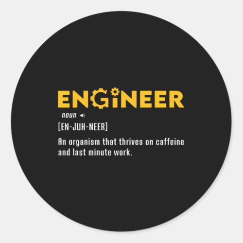Engineer Noun Definition Engineering Computer Civi Classic Round Sticker