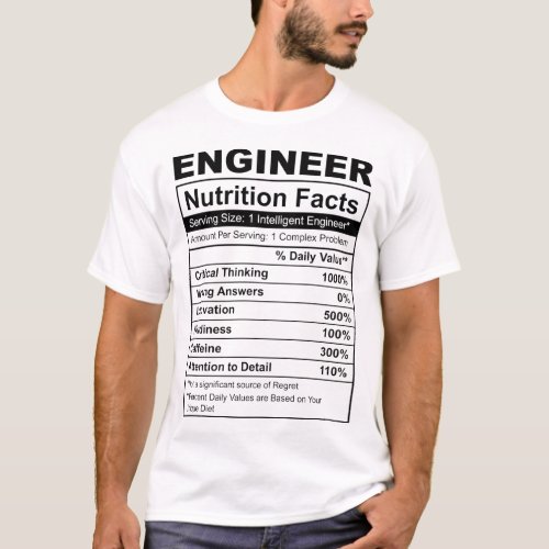 Engineer nutrition facts funny t_shirt
