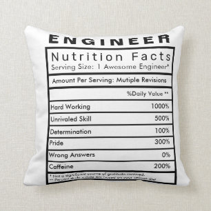Engineer Nutrition Facts Statistics Cushion