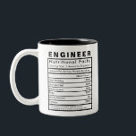 Engineer Nutritional Facts Statistics Funny Two-Tone Coffee Mug<br><div class="desc">This is the perfect gift to use every day in the office or at home. Print is featured on both sides.
Details and percentage values can be edited to your personal preference.</div>