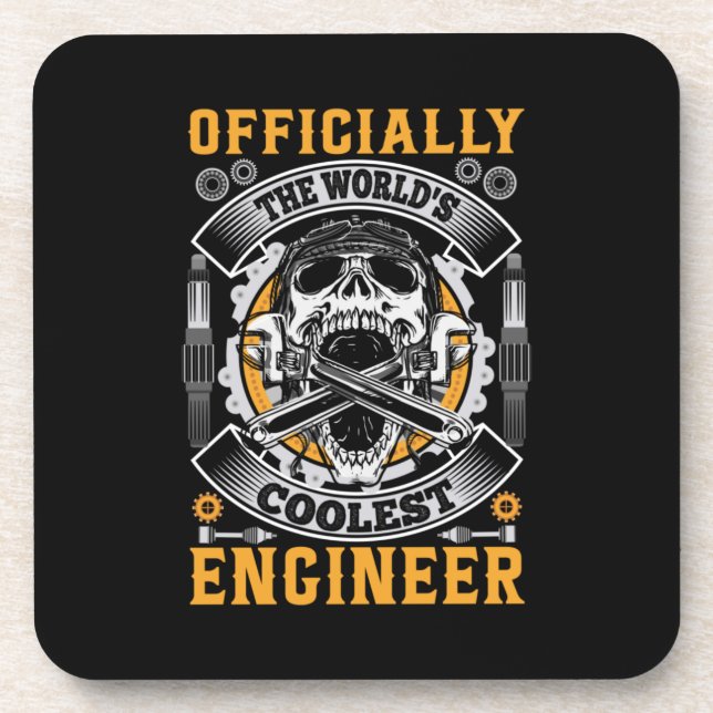 Engineer Officially The World Coolest Engineer Beverage Coaster (Front)