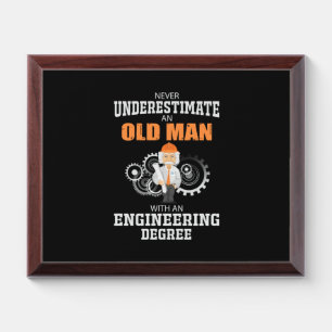 Engineer Old Man With An Engineering Degree Award Plaque