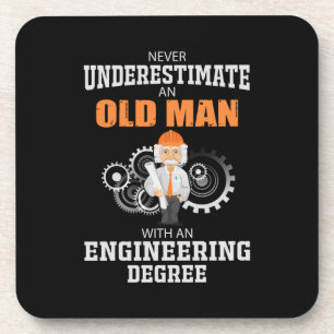 Engineer Old Man With An Engineering Degree Beverage Coaster