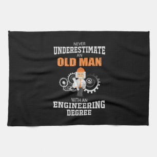 Engineer Old Man With An Engineering Degree Kitchen Towel