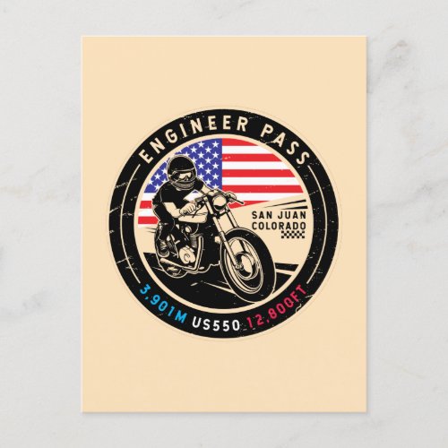 Engineer Pass Colorado Motorcycle Postcard