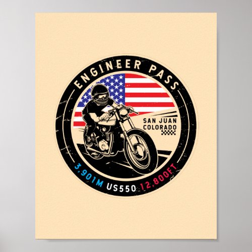 Engineer Pass Colorado Motorcycle Poster